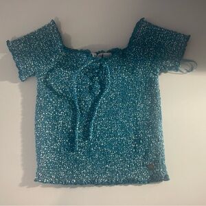 Roxy Off the Shoulder Teal/Blue Top